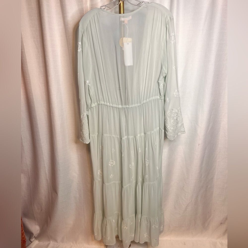 Free People x NFC La Cienega Embroidered Kimono Duster in Sky Combo - Picture 6 of 7